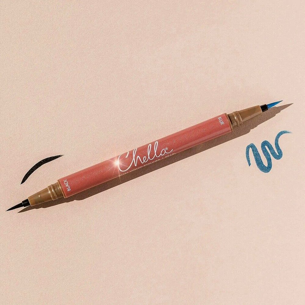 CHELLA Dual Shade Liquid Eyeliner in Black & Dark Blue Full Size New in Box